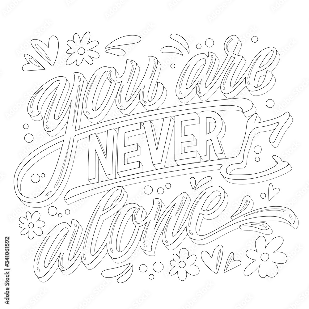 Mental health support lettering coloring page