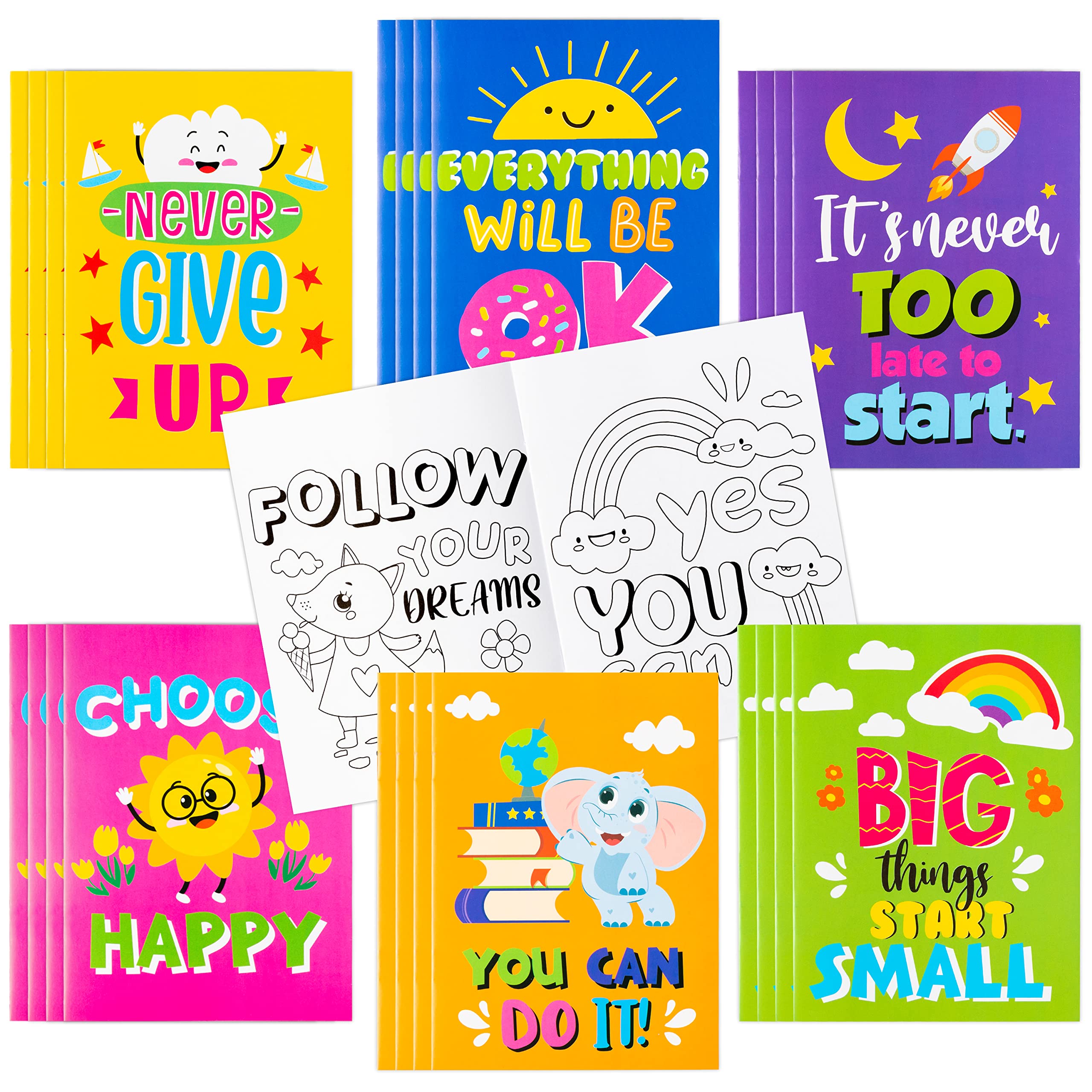 Bzaber pcs inspirational coloring books for kids diy art drawing book with inspirational never give up color booklets for toddlers birthday party back to school favors goodie bag filler toys