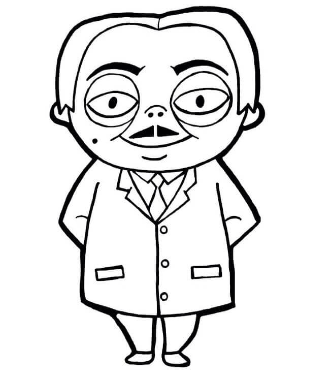 Smiling gomez addams coloring page