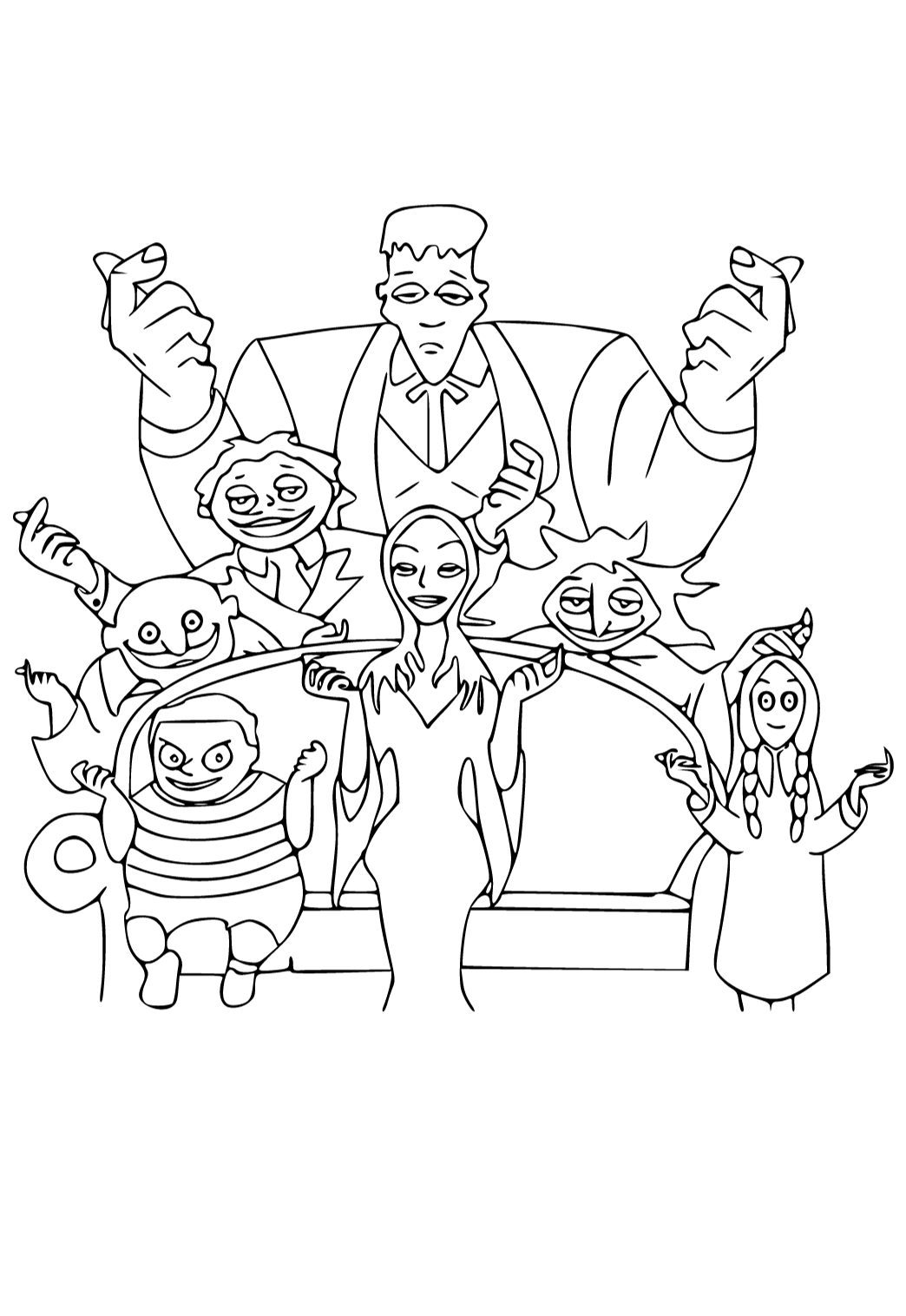 Free printable addams family click coloring page for adults and kids