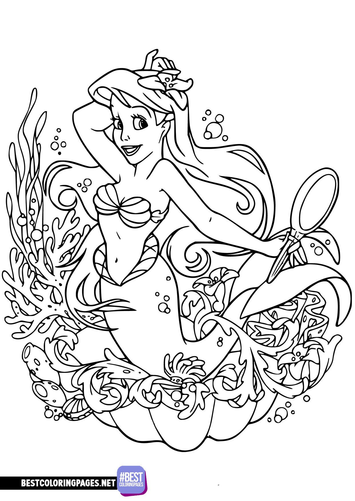 Mermaid ariel colouring page