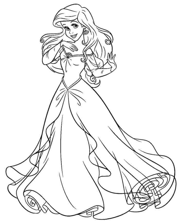 Princess ariel dress coloring pages mermaid coloring book ariel coloring pages disney princess coloring pages