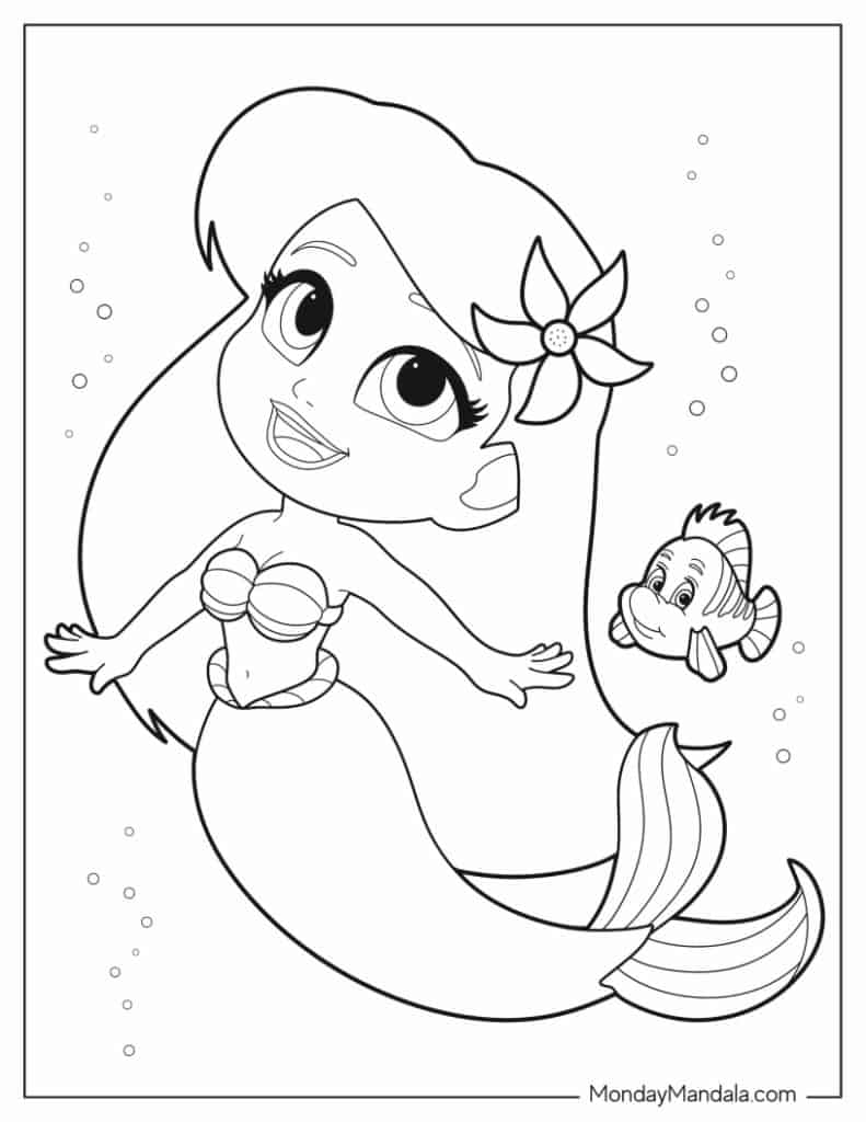 Ariel coloring pages free pdf printables