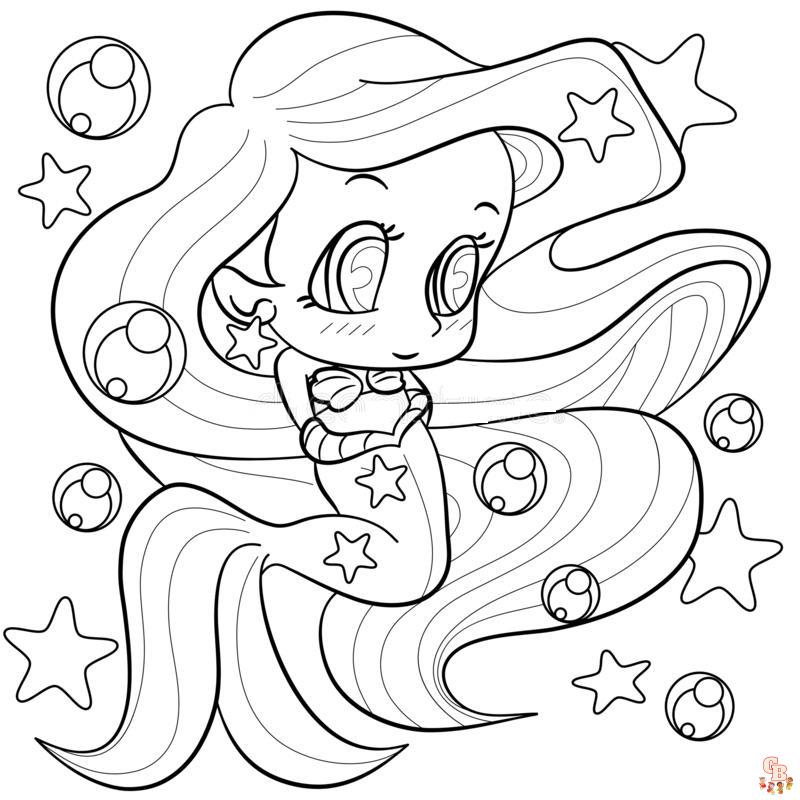 Fun and free chibi ariel coloring pages