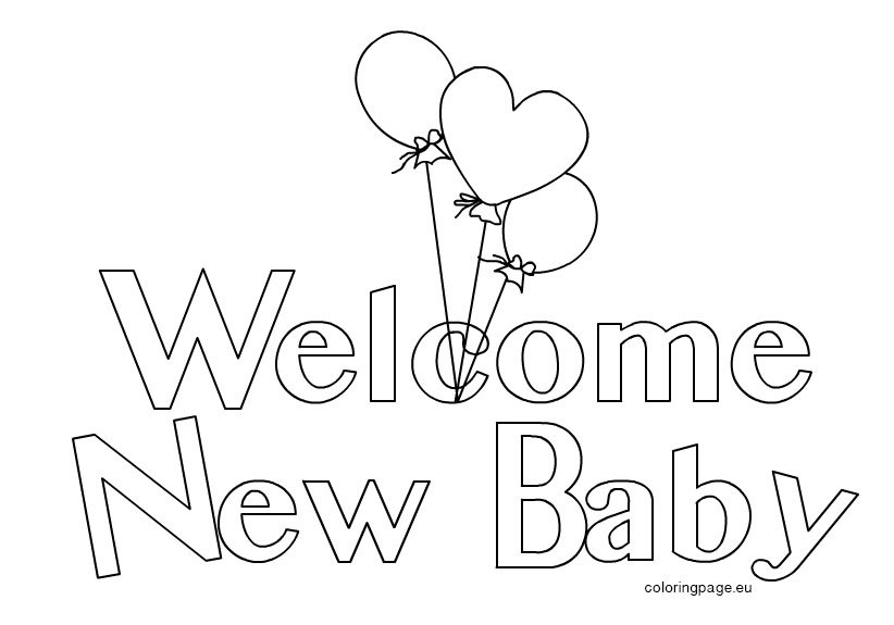 Welcome new baby coloring page