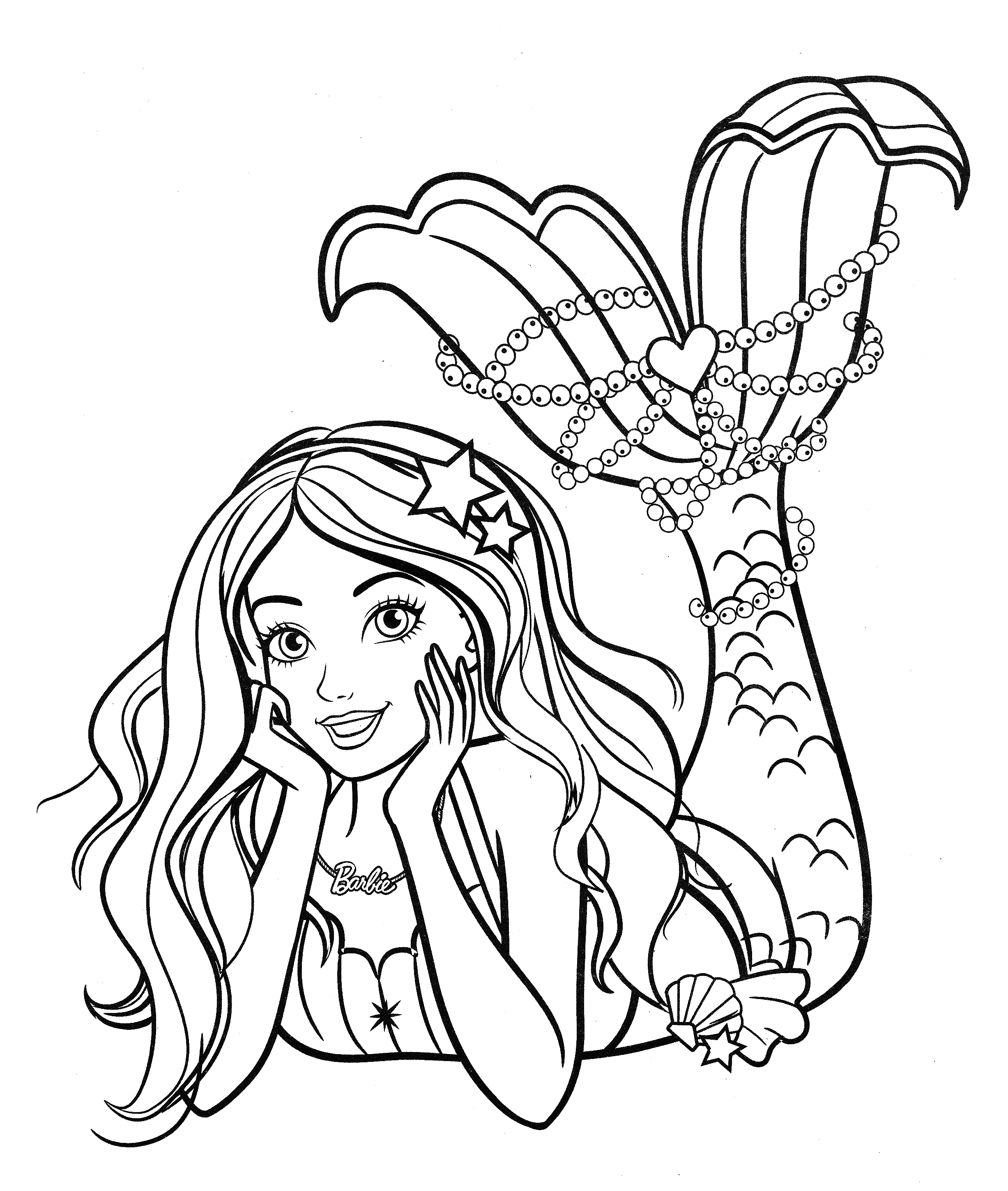 Beautiful mermaid barbie coloring pages