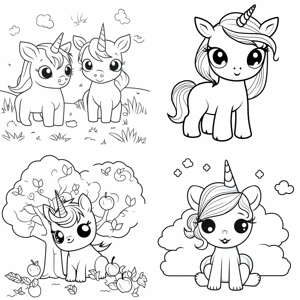 Cute unicorn coloring book vol coloring pages â the coloring pages store