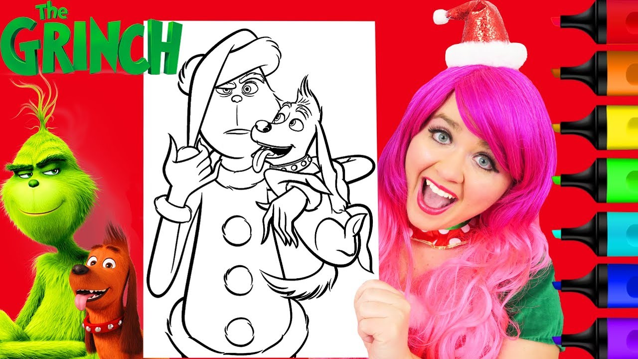 Coloring the grinch max christmas coloring page prismacolor markers kimmi the clown