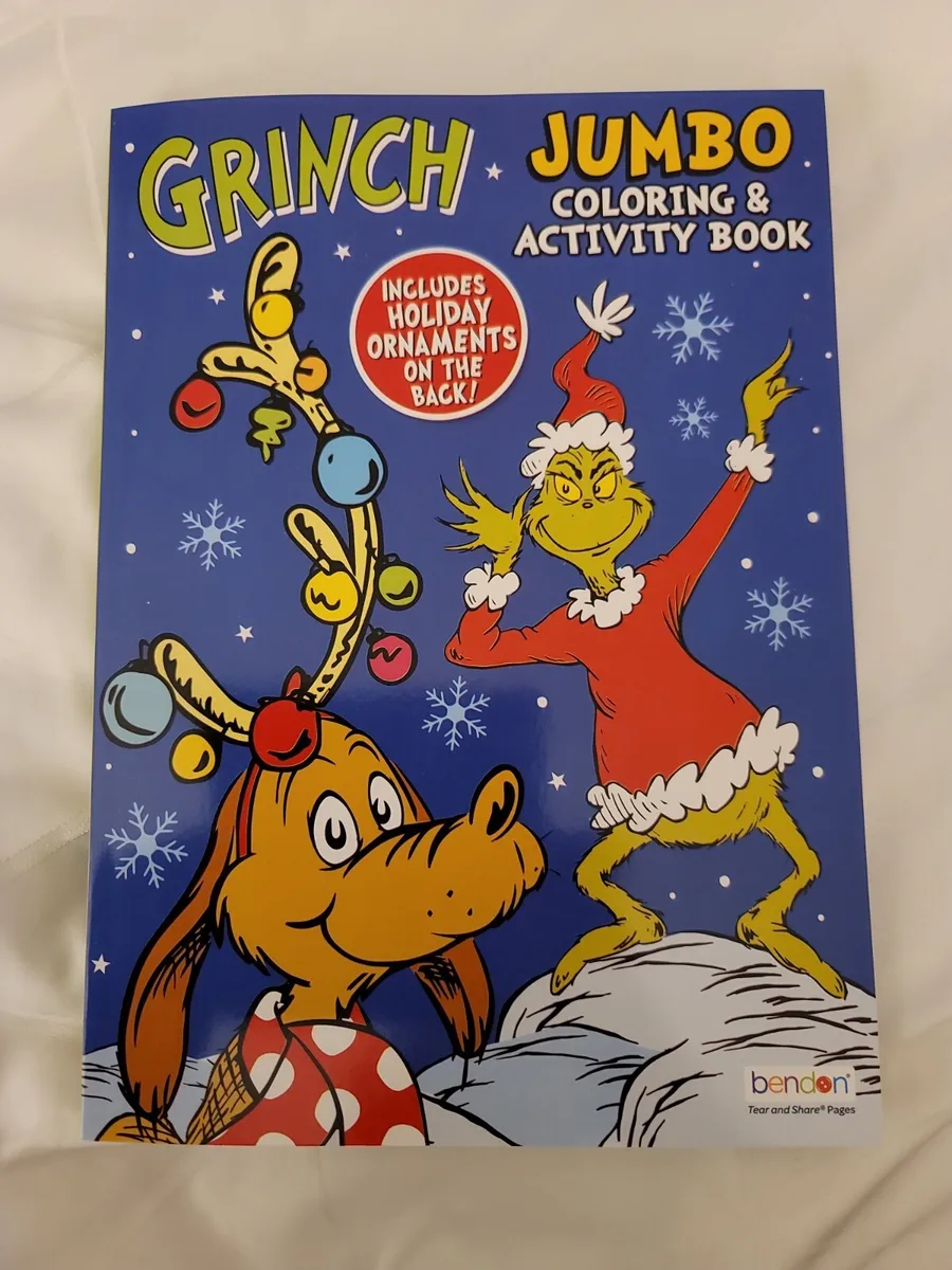 Dr seuss santa grinch max reindeer dog christmas holiday ornaments coloring book