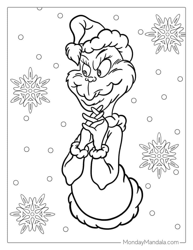 Grinch coloring pages free pdf printables