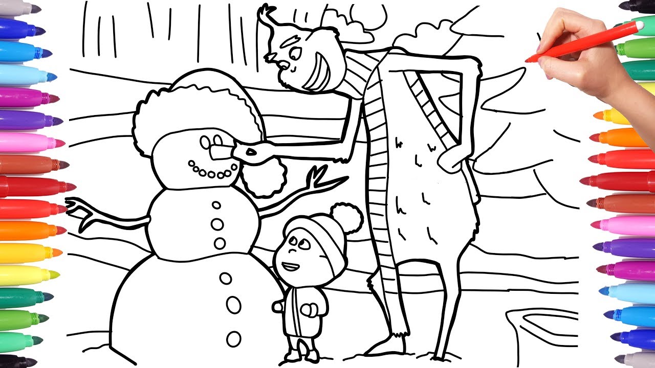 Illuination the grinch coloring pages how to draw the grinch snowan for kids dr seuss the grinch