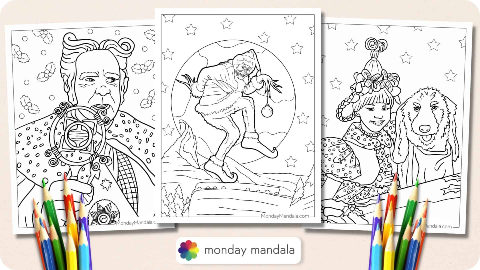 Grinch coloring pages free pdf printables