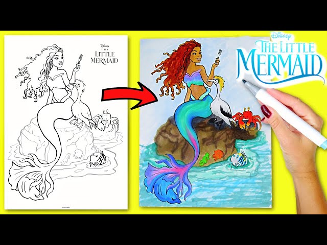 Disney the little eraid live action ovie coloring ariel halle bailey