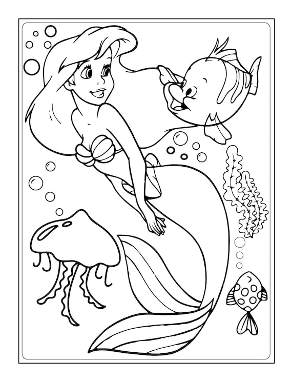 Mermaid coloring book pages