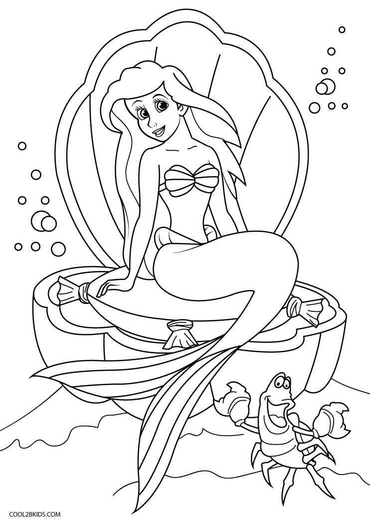 Free printable little mermaid coloring pages for kids