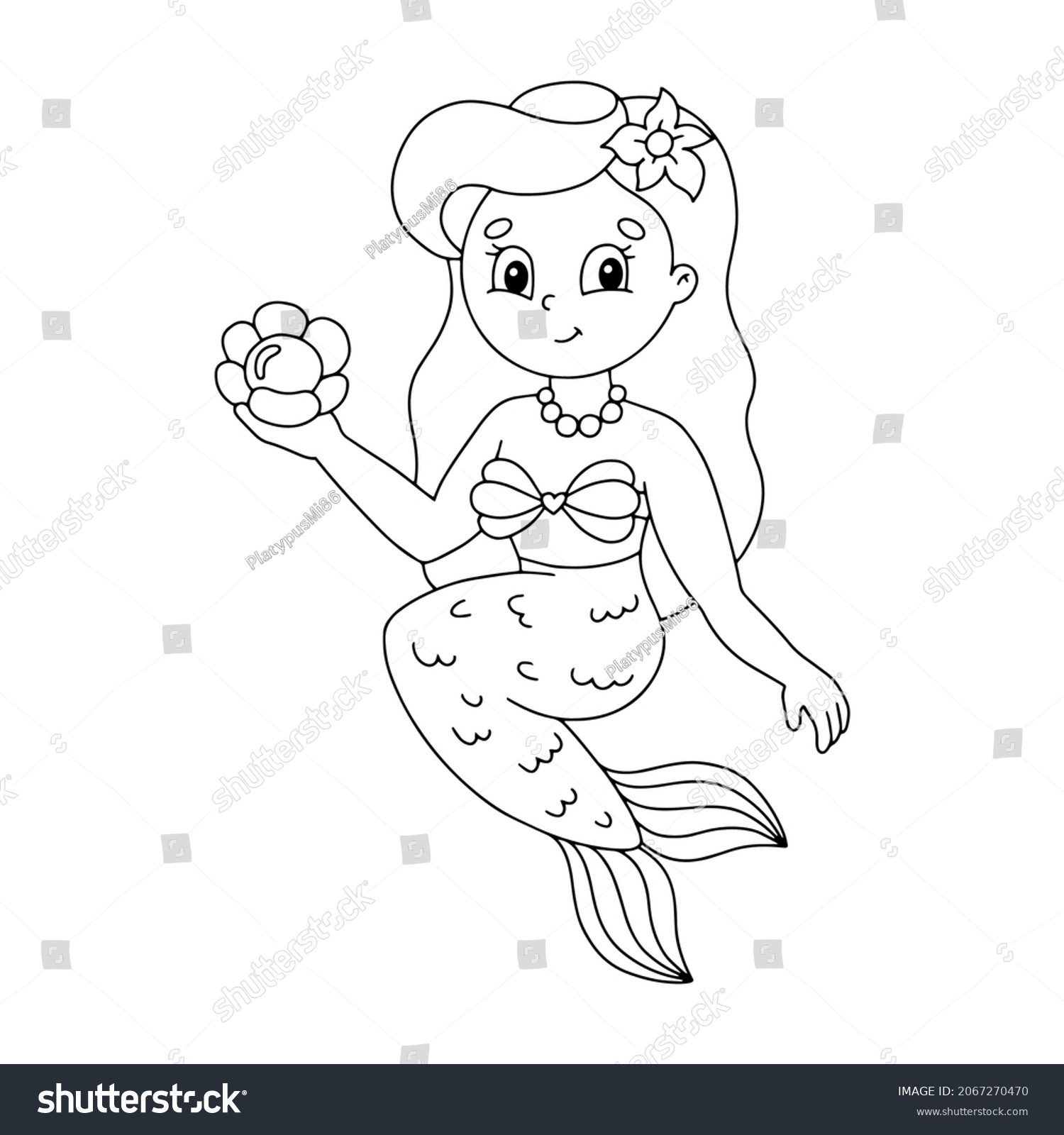 Young beautiful little mermaid coloring book stock vector royalty free