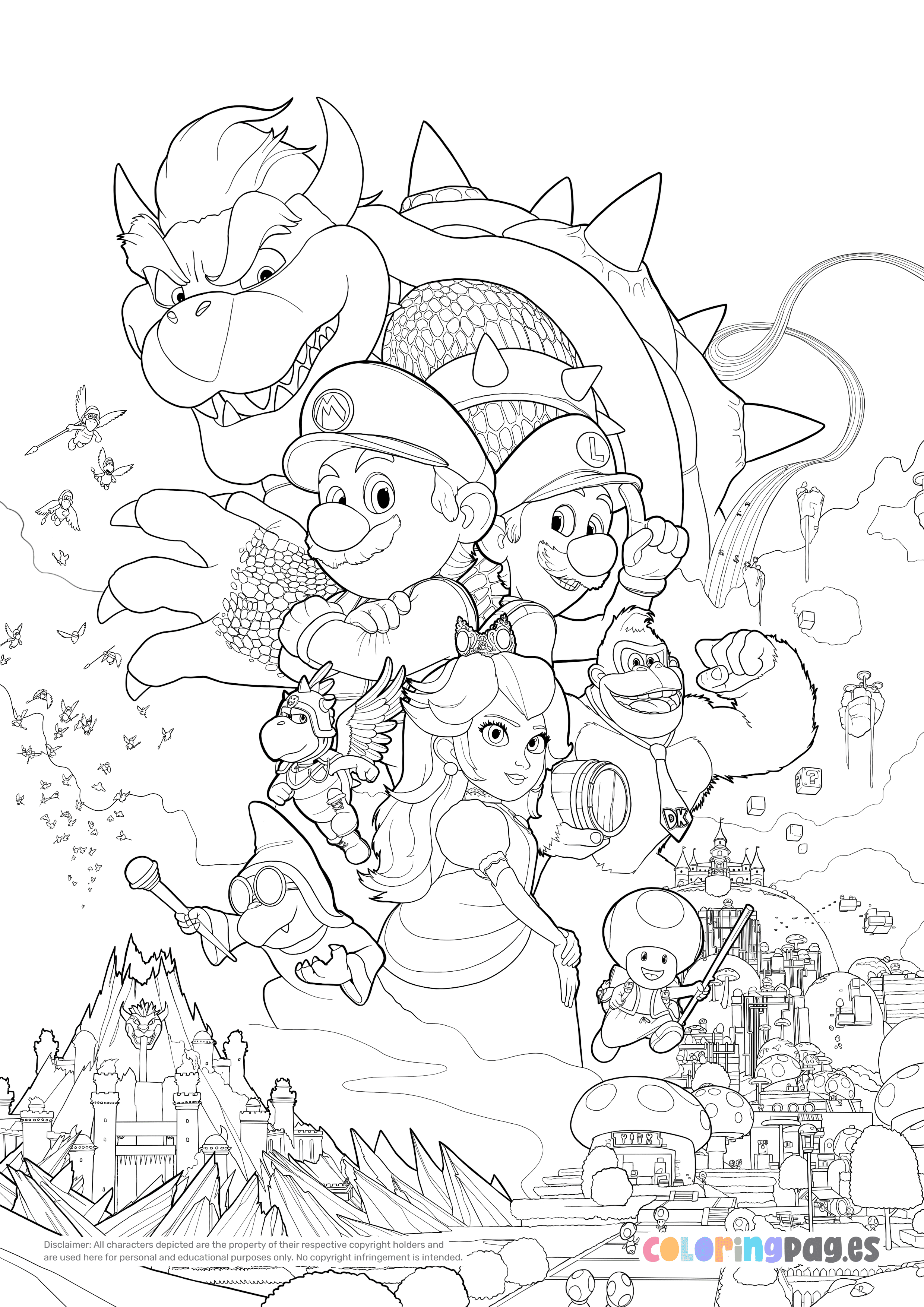 Super mario bros movie poster coloring page