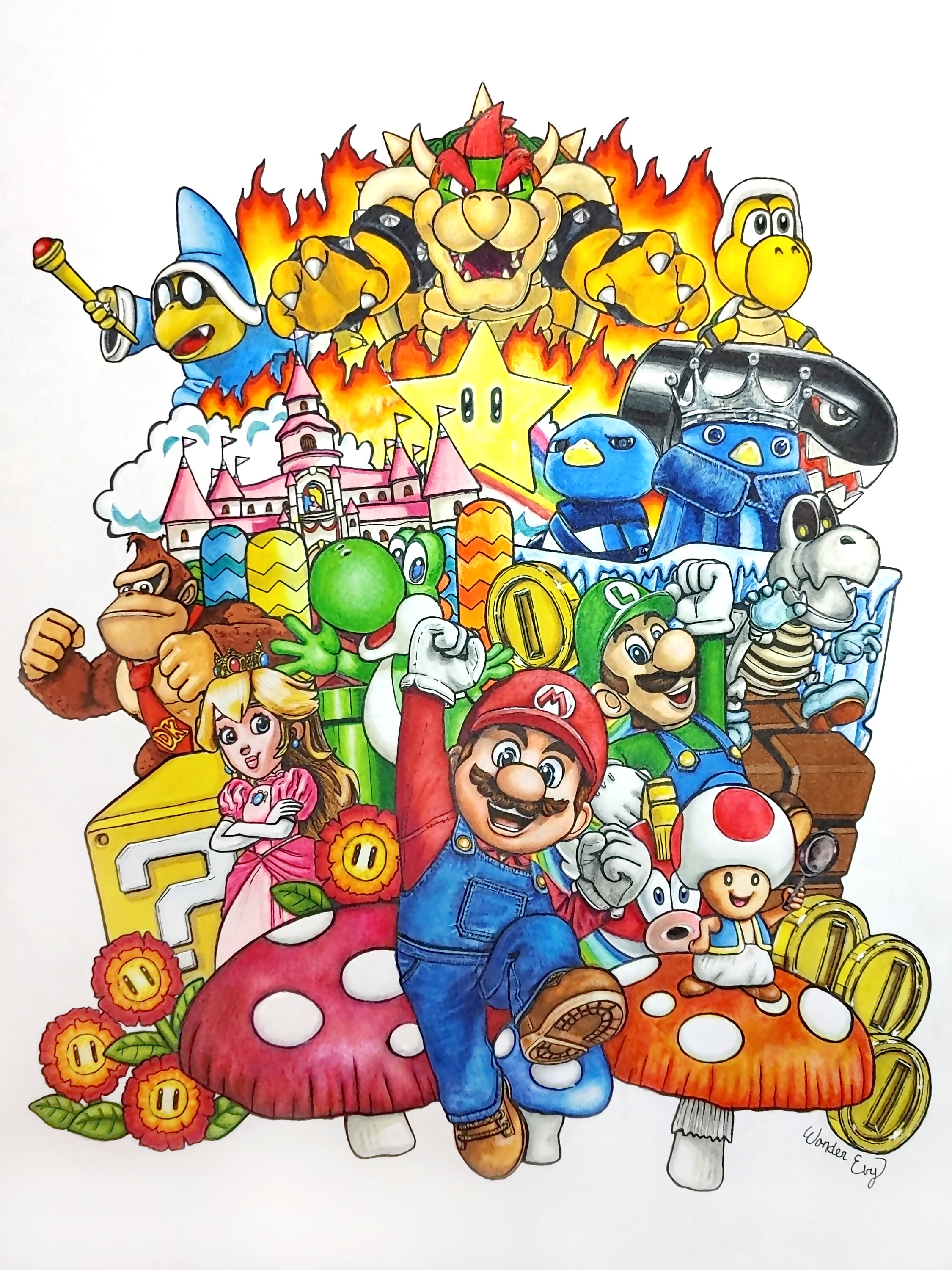 Super mario bros movie coloring page doodle art