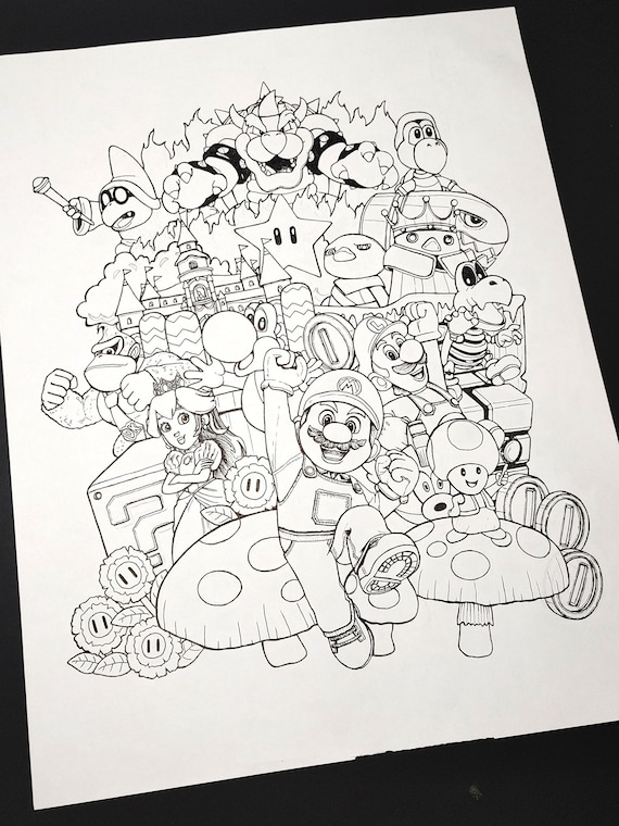 Super mario bros movie coloring page doodle art