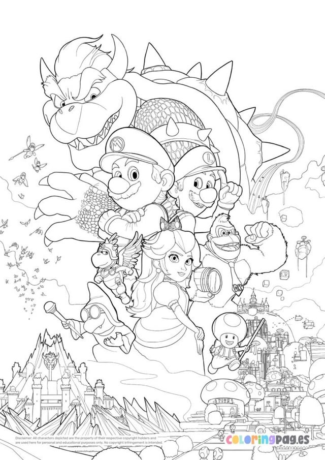 Super mario bros movie poster coloring page rmario