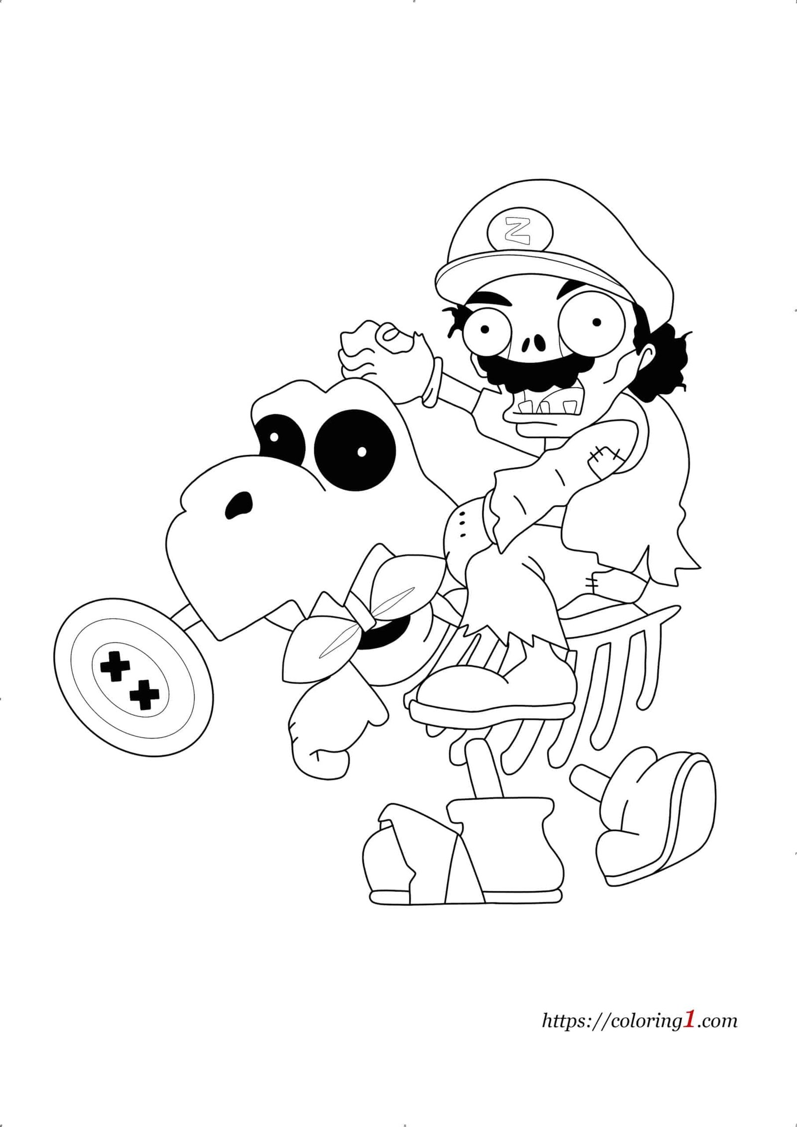 Mario zombie coloring pages