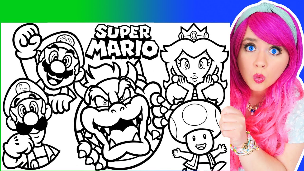 Coloring super ario ovie coloring pages ario luigi bowser princess peach toad