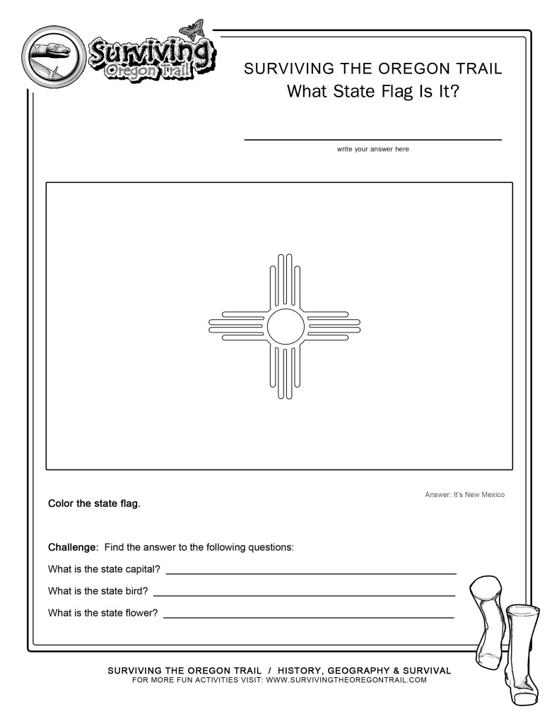 Coloring page state flag new mexico printable worksheet