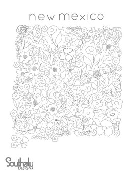 Floral states coloring page new mexico by southerly design tpt