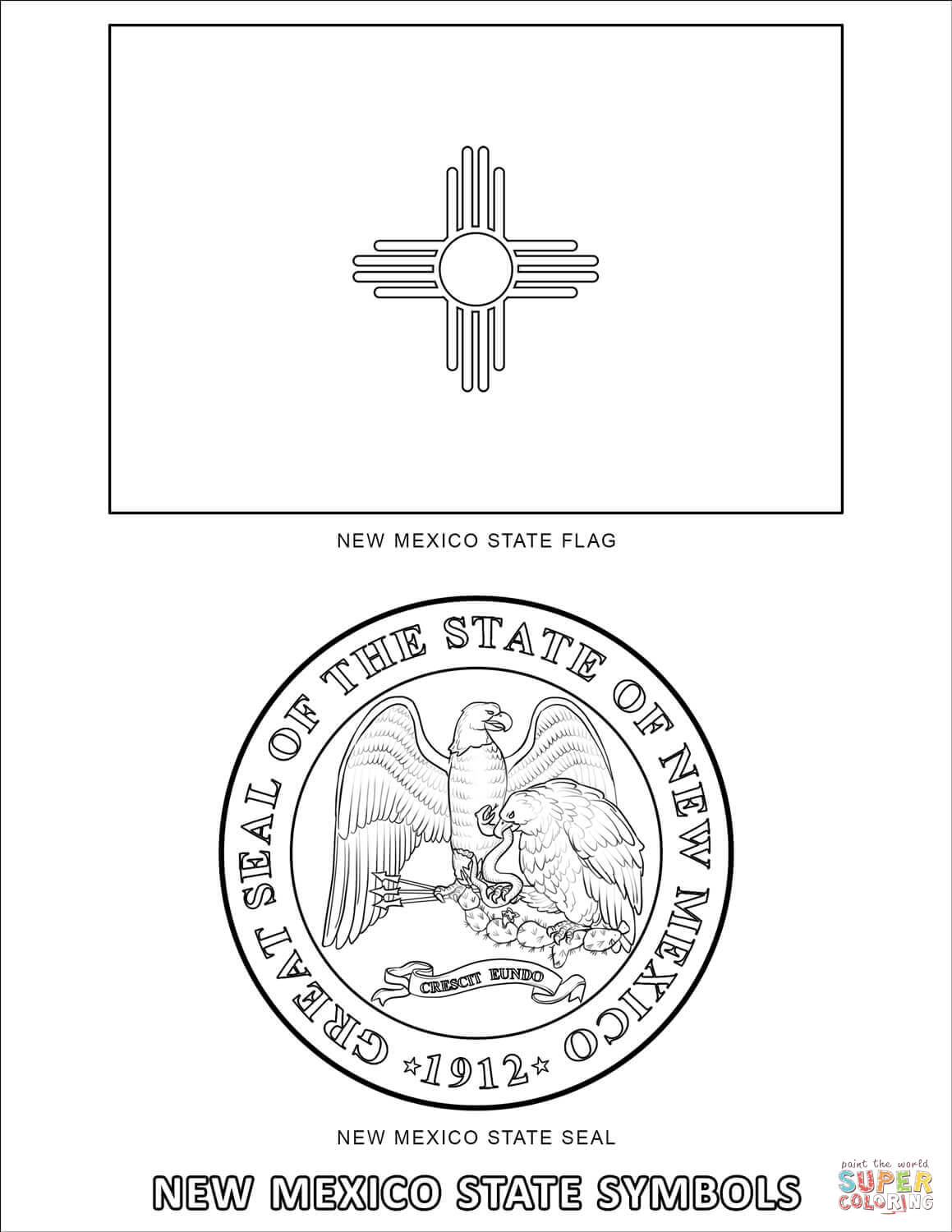 New mexico state symbols coloring page free printable coloring pages