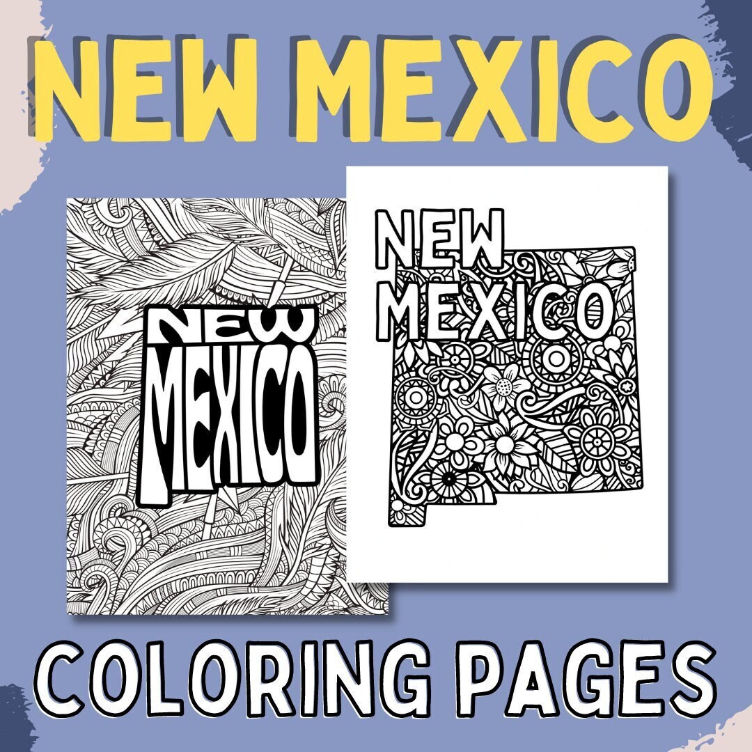 New mexico coloring pages state name floral mandala