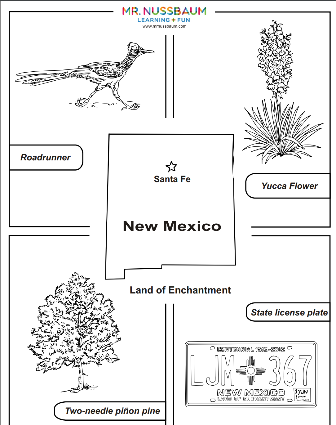 This awesome coloring activities allows students to design new mexicos state bird flower tree and license plateâ state symbols new mexico new mexico history