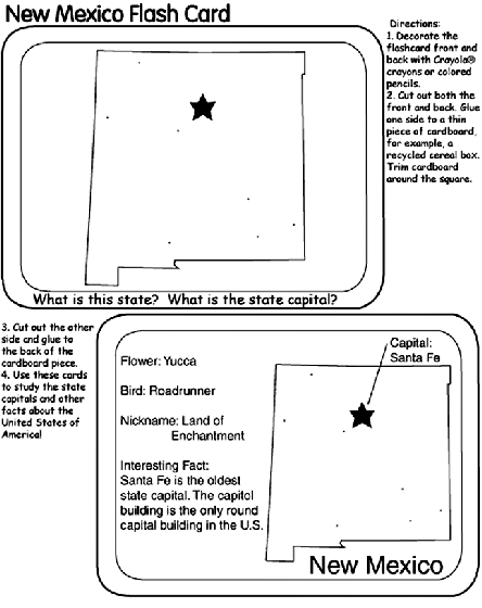 Us state flash cards