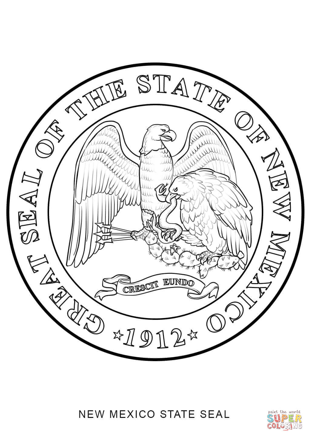 New mexico state seal coloring page free printable coloring pages