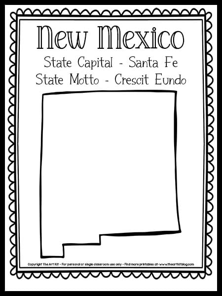 New mexico state outline coloring page free printable â the art kit