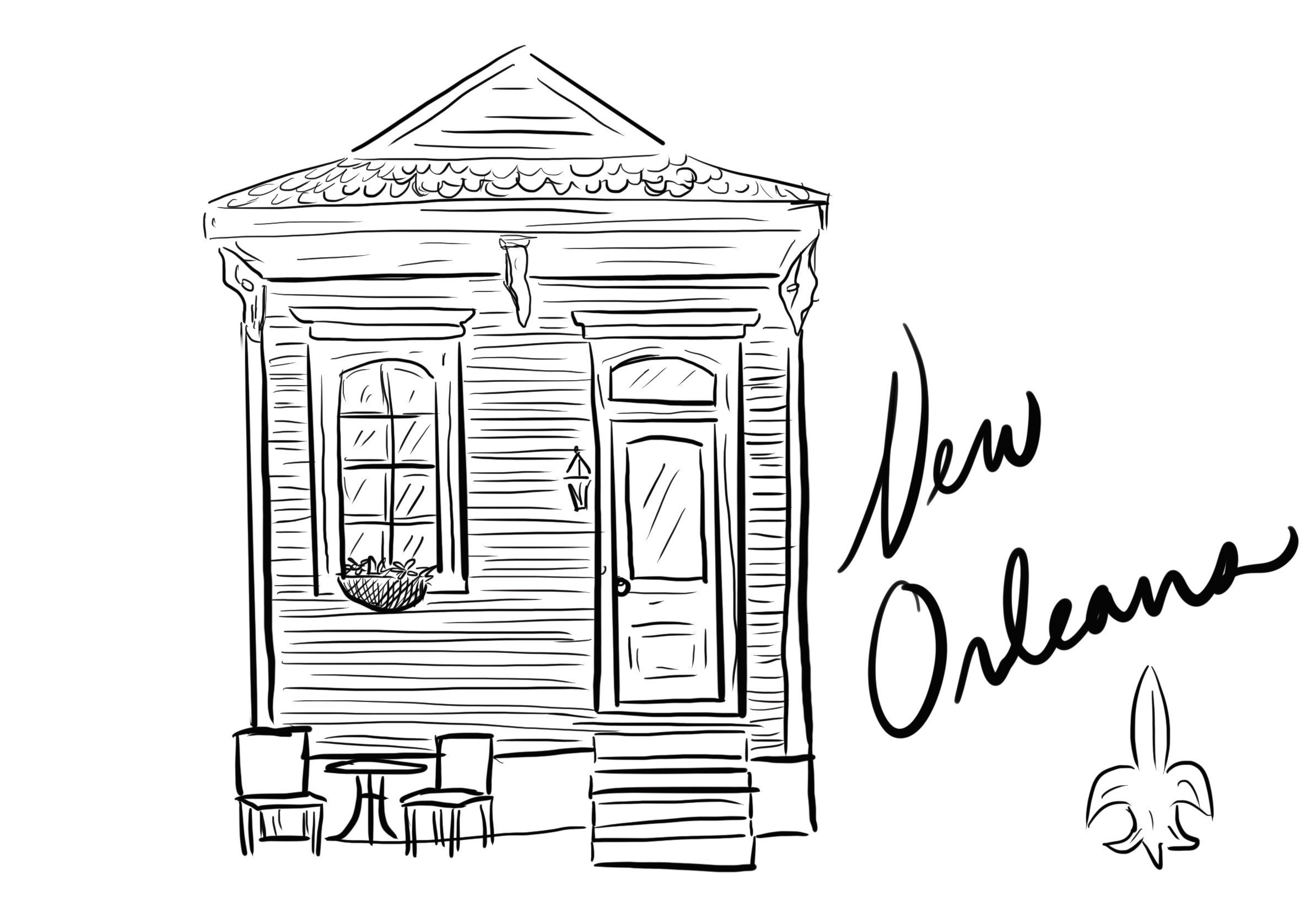 New orleans house download printable coloring page nola downloadable shotgun creole cottage