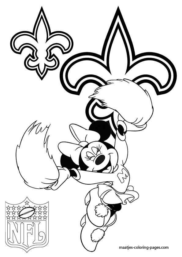 New orleans saints minnie mouse cheerleader coloring pages