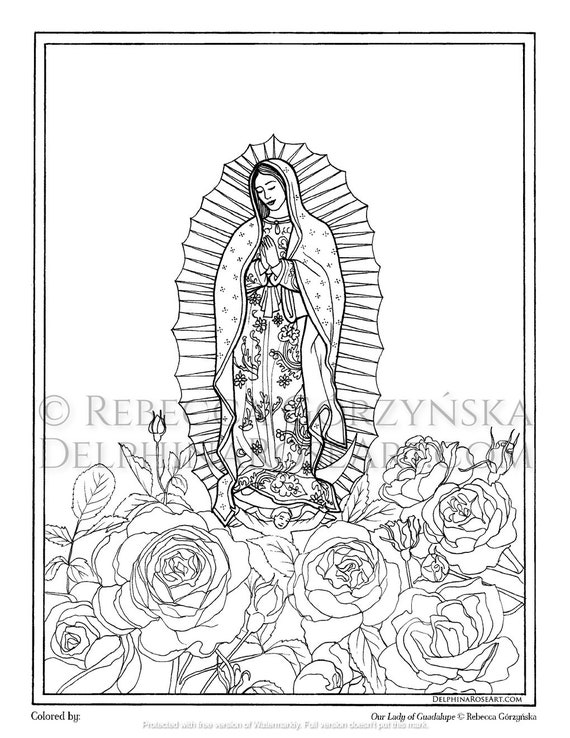 Catholic coloring page our lady of guadalupe pdf coloring page instant download