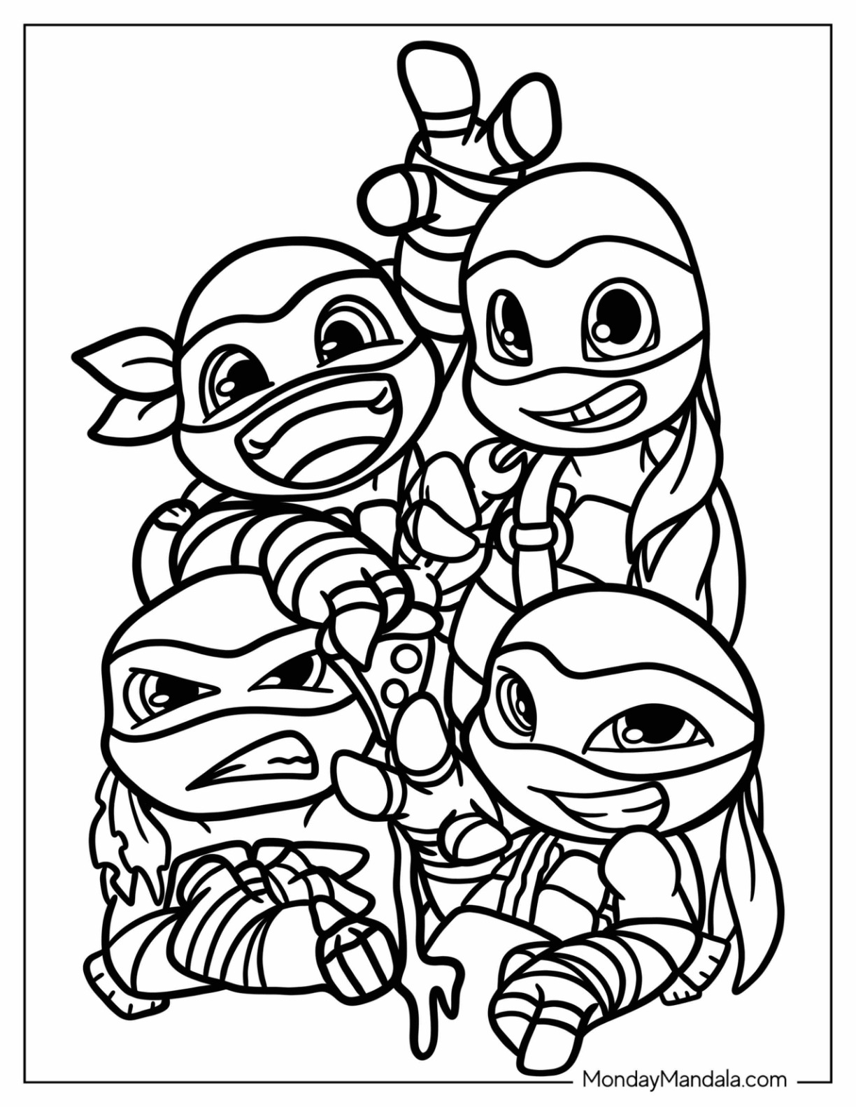 Ninja turtles coloring pages free pdf printables