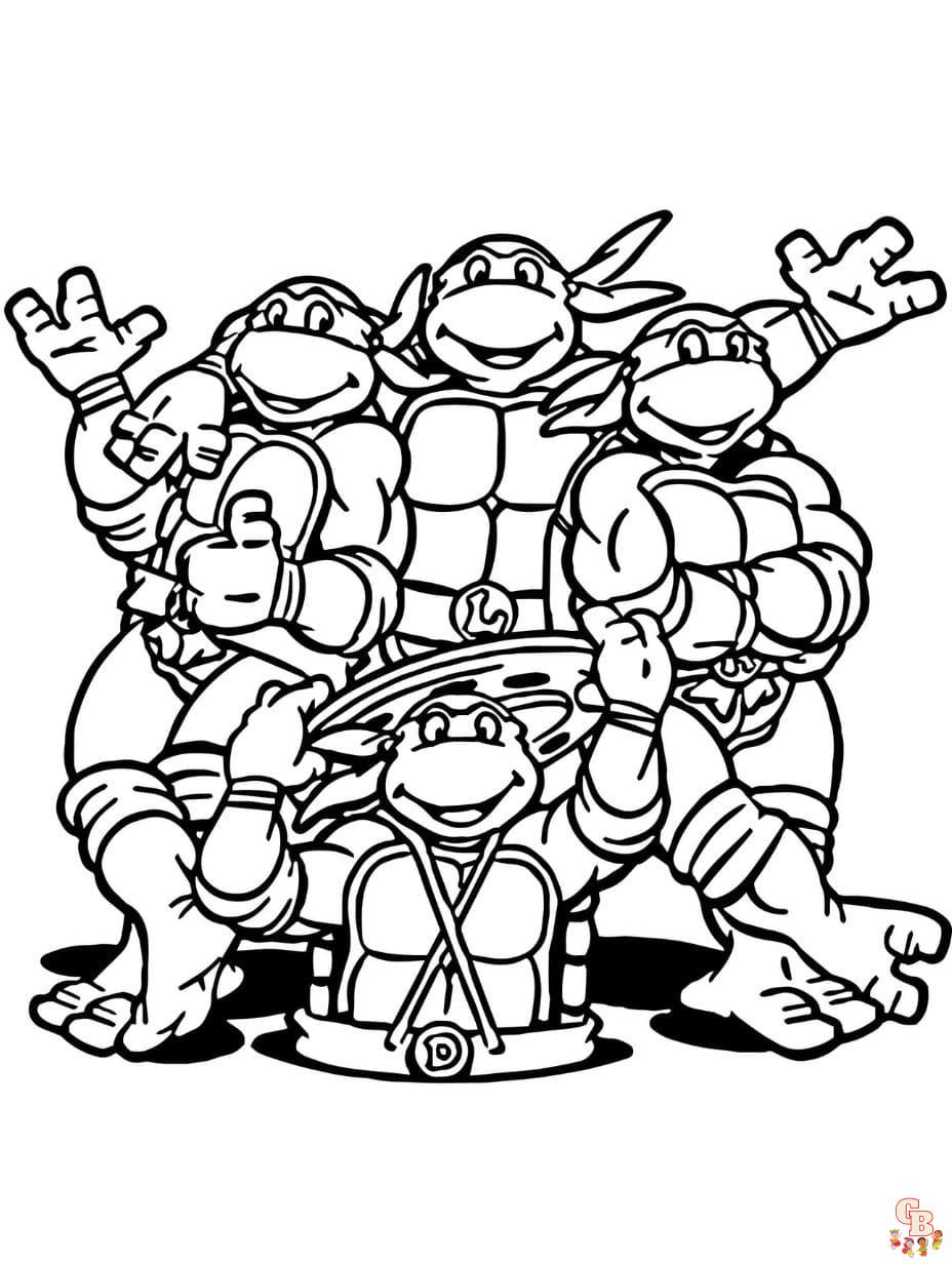 These ninja turtles coloring pages for kids