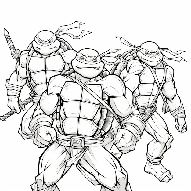 Premium ai image ninja turtles coloring book
