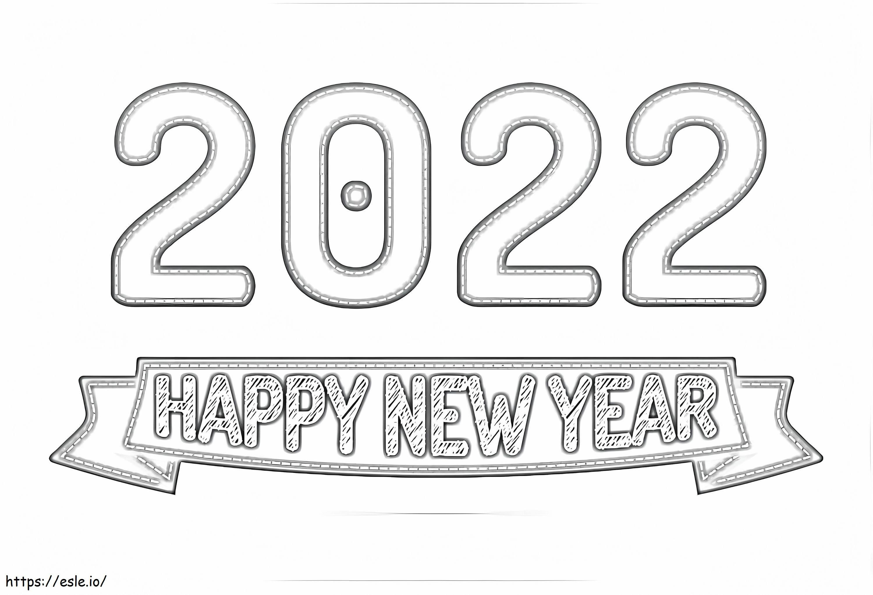 Happy new year banner coloring page