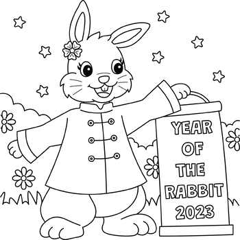 Year of the rabbit coloring page activity