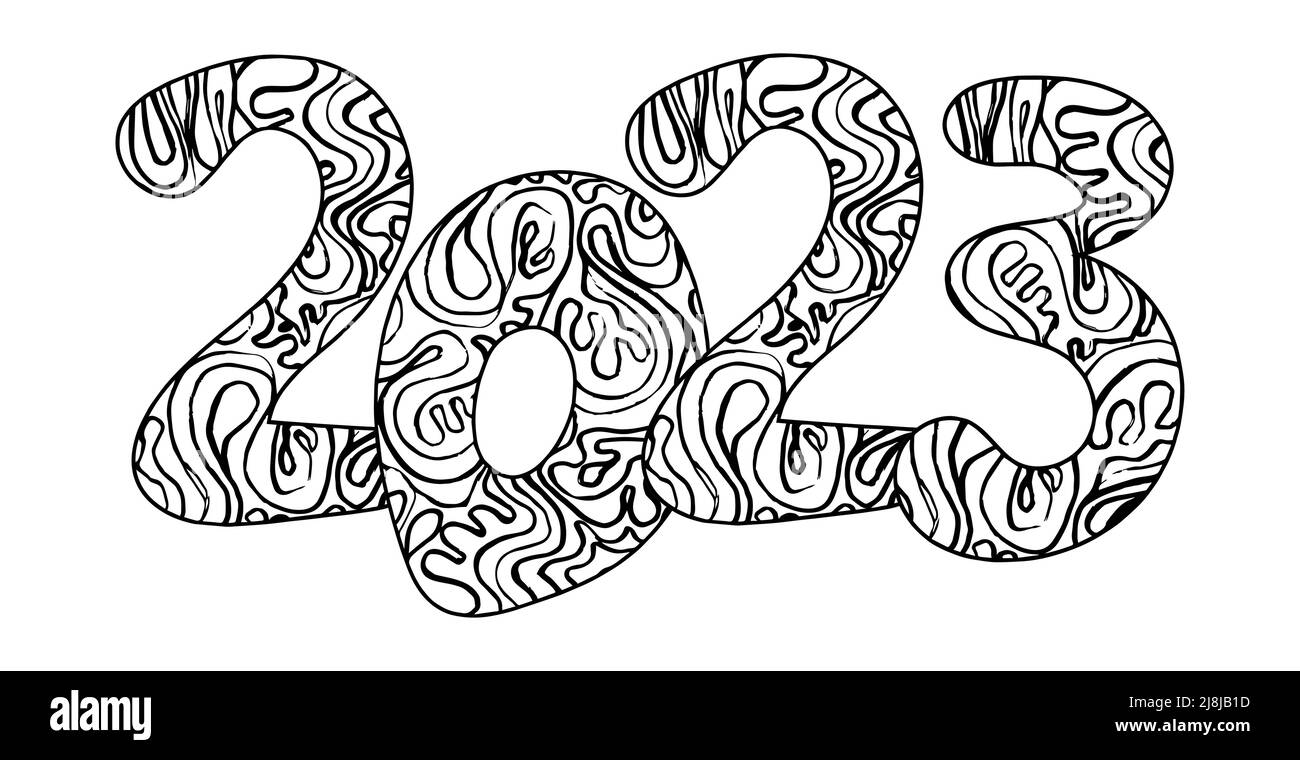 New year zentangle doodle date ornate holiday symbol simple flat vector illustration for prints design and coloring pages stock vector image art