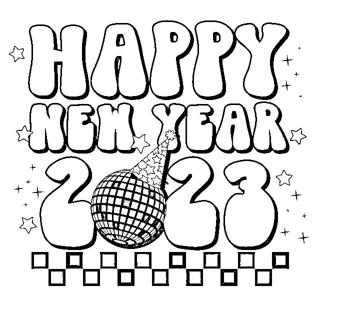 Happy new year party coloring page