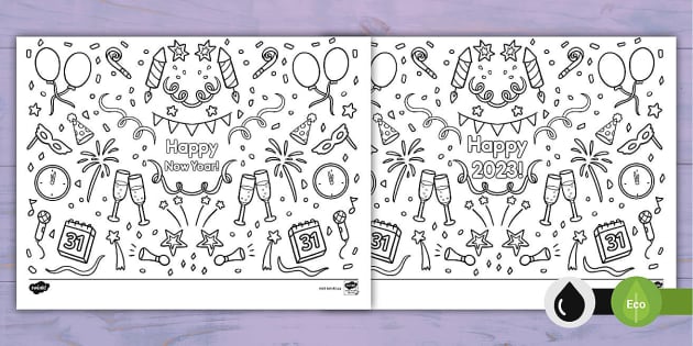 New years colouring pages