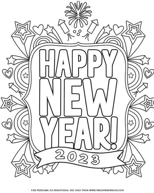 Happy new years coloring pages printable for free download
