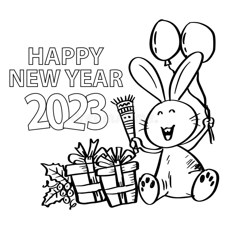 Happy new year coloring kids stock illustrations â happy new year coloring kids stock illustrations vectors clipart