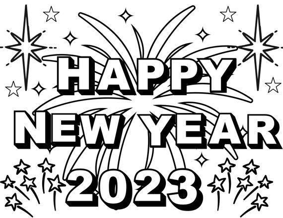 Happy new year coloring sheet