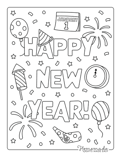 Free printable new year coloring pages for