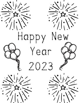 Happy new year coloring sheet by kindergarden smarts tpt